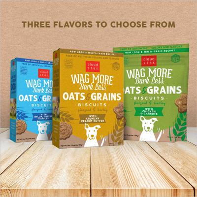 Show full view: Cloud Star Wag More Bark Less Oats & Grains Biscuits with Peanut Butter Crunchy Dog Treats, 3-lb bag slide 8 of 10