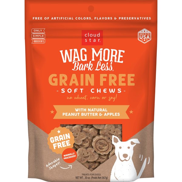 Cloud Star Wag More Bark Less Grain-Free Peanut Butter & Apples Crunchy Dog Treats