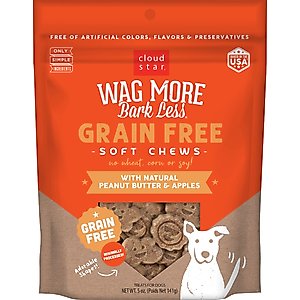 Cloud Star Wag More Bark Less Peanut Butter & Apples Grain-Free Soft Chew Dog Treats, 5-oz bag