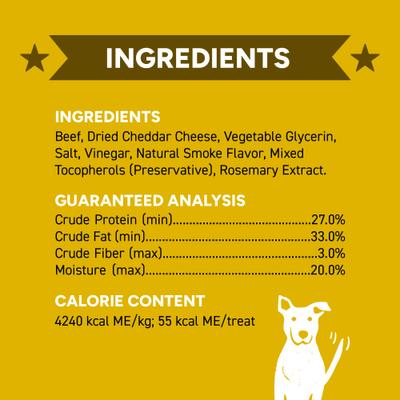 Show full view: Cloud Star Wag More Bark Less Philly Cheesesteak Beef Recipe Grain-Free Jerky Dog Treats, 10-oz bag slide 3 of 11