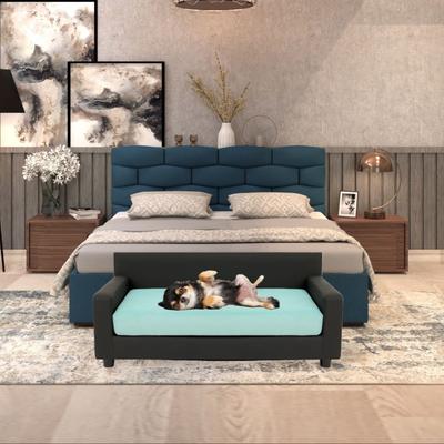Show full view: Club Nine Pets Dream Haven Orthopedic Elevated Dog & Cat Sofa Bed with Removable Cover, Aqua, Medium slide 4 of 8