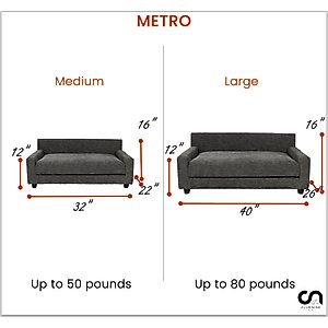 Club Nine Pets Metro Orthopedic Cat & Dog Bed, Metal, Large