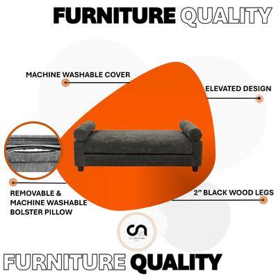 Show full view: Club Nine Pets Serene Orthopedic Furniture Style Elevated Dog & Cat Sofa Bed with Removable Cover, Charcoal, Large slide 8 of 8
