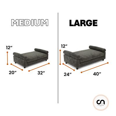 Show full view: Club Nine Pets Serene Orthopedic Furniture Style Elevated Dog & Cat Sofa Bed with Removable Cover, Gray, Medium slide 5 of 7