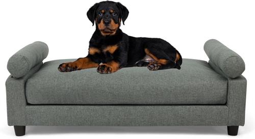 Show full view: Club Nine Pets Serene Orthopedic Furniture Style Elevated Dog & Cat Sofa Bed with Removable Cover, Gray, Medium slide 2 of 7