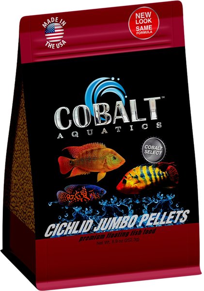 Cobalt Aquatics Cichlid Jumbo Pellet Fish Food, 8.9-oz pouch