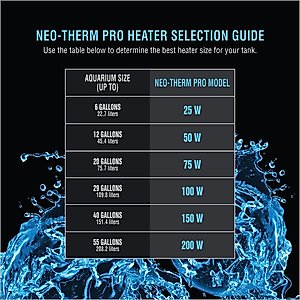 Cobalt Aquatics Electronic Neo-Therm Pro Submersible Aquarium Heater, 25-Watt