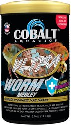 Cobalt Aquatics Ultra Worm Medley Flakes Fish Food, 5-oz jar