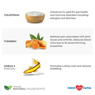 Show full view: Coco and Luna Allergy Relief Immune System Health Bacon & Liver Flavor Chewable Tablets Dog Supplement, 120 count slide 5 of 9