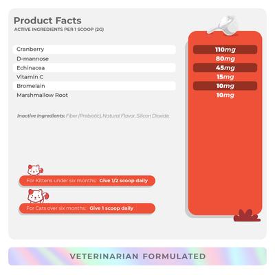 Show full view: Coco and Luna Cranberry Incontinence & Urinary Tract Support Powder Supplement for Cats, 120-gr jar slide 7 of 9