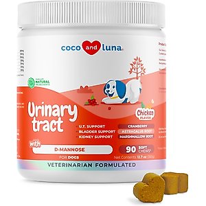 Coco and Luna Cranberry Soft Chew Urinary Tract & Bladder Support Supplement for Dogs, 90 count