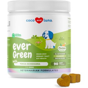 Coco and Luna Ever Green Grass Burn Spot Soft Chew Urinary Support Supplement for Dogs, 90 count