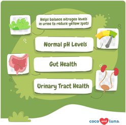 Coco and Luna Ever Green Grass Burn Spot Soft Chew Urinary Support Supplement for Dogs, 90 count slide 2 of 7