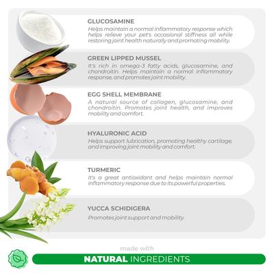 Show full view: Coco and Luna Hip & Joint Max Strength with Hyaluronic Acid Mobility, Hip & Joint, Cartilage Health & Inflammation Soft Chew Supplement for Dogs, 90 count slide 4 of 9