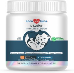 Coco and Luna L-Lysine Immune Support Salmon Flavor Powder Cat Supplement, 4-oz jar