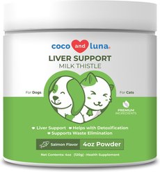 Coco and Luna Liver Support Organic Milk Thistle Salmon Flavor Powder Dog & Cat Supplement, 4-oz jar