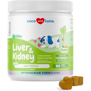 Coco and Luna Milk Thistle Hepatic Support Soft Chew Liver & Kidney Supplement for Dogs, 90 count
