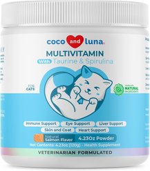 Coco and Luna Multivitamin with Taurine & Spirulina 10-in-1 Powder Multivitamin for Cats, 120-gr jar
