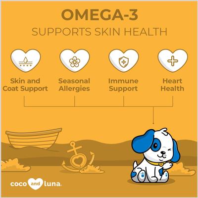 Show full view: Coco and Luna Omega 3-6-9 Skin & Coat Bacon & Liver Flavor Dog Supplement, 120 count slide 4 of 10