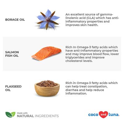 Show full view: Coco and Luna Omega 3-6-9 Skin & Coat Bacon & Liver Flavor Dog Supplement, 120 count slide 5 of 10