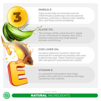 Show full view: Coco and Luna Omega-3 Fish Oil with Cod Liver Oil & Algae Oil Soft Chew Skin & Coat Supplement for Dogs, 90 count slide 4 of 8