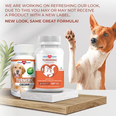 Show full view: Coco and Luna Turmeric Curcumin Anti-Inflammatory Bacon & Liver Flavor Dog Supplement, 120 count slide 3 of 11
