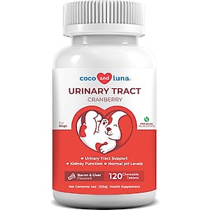 Coco and Luna Urinary Tract Cranberry, Bacon & Liver Flavor Dog Supplement, 120 count