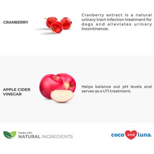 Coco and Luna Urinary Tract Cranberry, Bacon & Liver Flavor Dog Supplement, 120 count