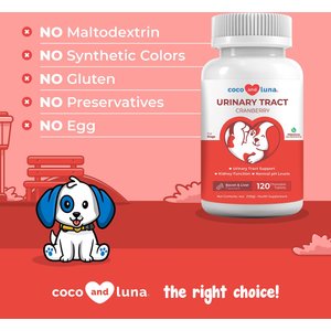 Coco and Luna Urinary Tract Cranberry, Bacon & Liver Flavor Dog Supplement, 120 count