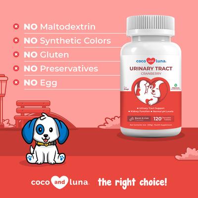 Show full view: Coco and Luna Urinary Tract Cranberry, Bacon & Liver Flavor Dog Supplement, 120 count slide 6 of 11