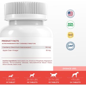 Coco and Luna Urinary Tract Cranberry, Bacon & Liver Flavor Dog Supplement, 120 count