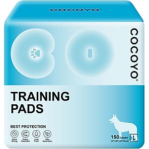 COCOYO Best Value Super Absorbent & Leak Proof Unscented Dog Training Pads, 22 x 30-in, 150 count