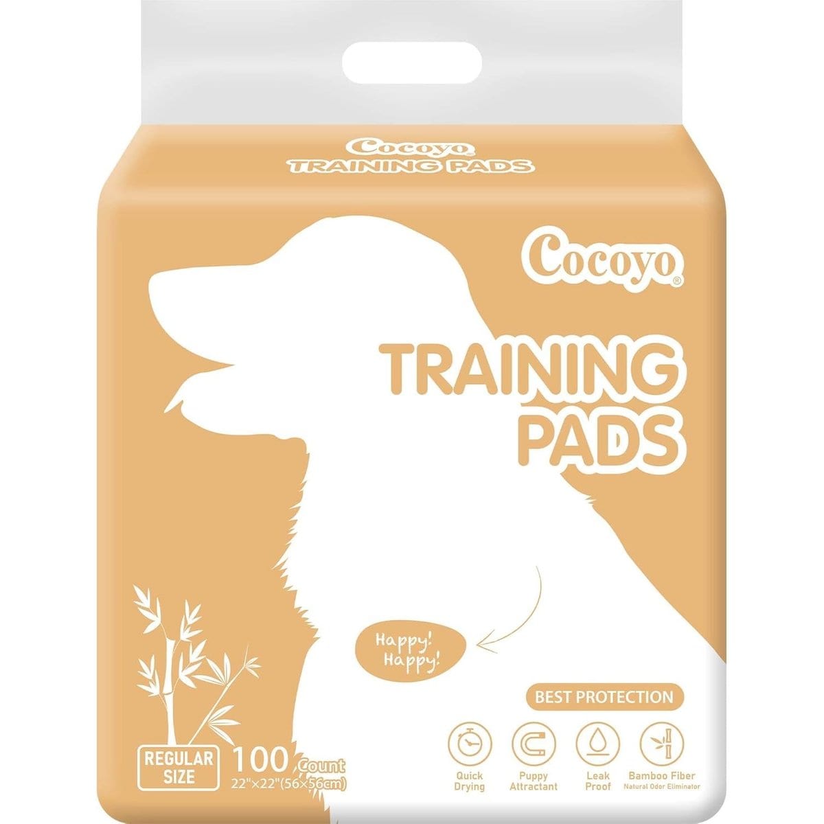 COCOYO Earth Friendly Bamboo Unscented Super Absorbent Quick Dry Dog Training Pads, 22 x 22-in, 100 count