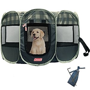 Ruff 'N Ruffus Rounded Portable Foldable Playpen + Carrier & Travel Bowl Dog & Cat Exercise Pen