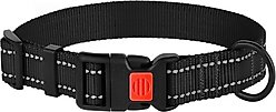 CollarDirect Adjustable Reflective Nylon Dog Collar, Black, Large