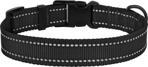 Show full view: CollarDirect Adjustable Reflective Nylon Dog Collar, Black, Medium slide 2 of 8