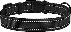 CollarDirect Adjustable Reflective Nylon Dog Collar, Black, Small slide 2 of 7