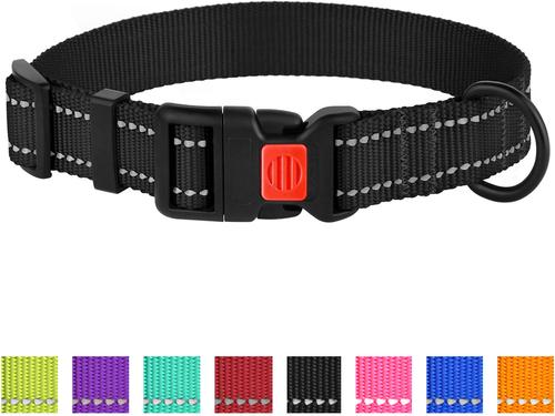 Show full view: CollarDirect Adjustable Reflective Nylon Dog Collar, Black, X-Small slide 6 of 7