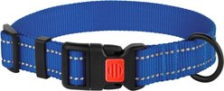 CollarDirect Adjustable Reflective Nylon Dog Collar, Blue, Large
