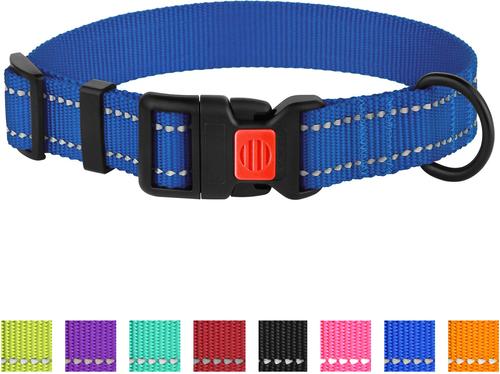 Show full view: CollarDirect Adjustable Reflective Nylon Dog Collar, Blue, Large slide 8 of 9