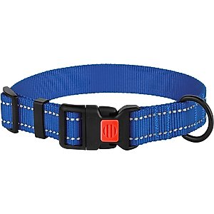 CollarDirect Adjustable Reflective Nylon Dog Collar, Blue, Medium