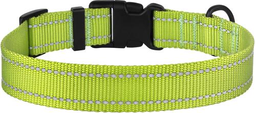 Show full view: CollarDirect Adjustable Reflective Nylon Dog Collar, Lime Green, Large slide 2 of 8