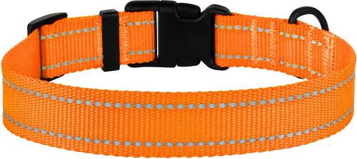 Show full view: CollarDirect Adjustable Reflective Nylon Dog Collar, Orange, Medium slide 2 of 8