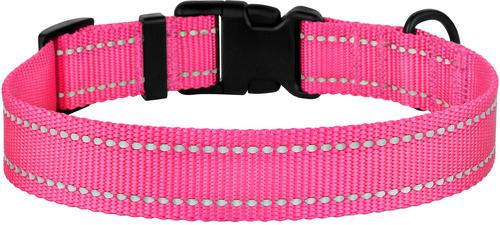 Show full view: CollarDirect Adjustable Reflective Nylon Dog Collar, Pink, Medium slide 3 of 9