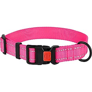 CollarDirect Adjustable Reflective Nylon Dog Collar, Pink, X-Large