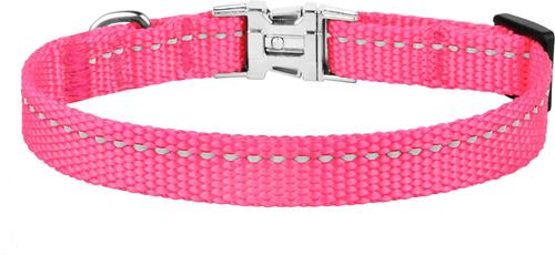 Show full view: CollarDirect Adjustable Reflective Nylon Dog Collar, Pink, X-Small slide 3 of 7