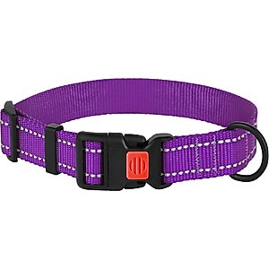 CollarDirect Adjustable Reflective Nylon Dog Collar, Purple, Medium
