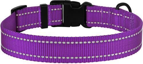 Show full view: CollarDirect Adjustable Reflective Nylon Dog Collar, Purple, Medium slide 3 of 9