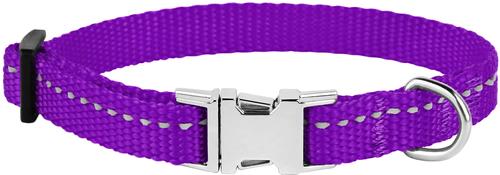 Show full view: CollarDirect Adjustable Reflective Nylon Dog Collar, Purple, X-Small slide 2 of 7