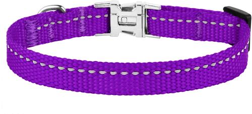 Show full view: CollarDirect Adjustable Reflective Nylon Dog Collar, Purple, X-Small slide 3 of 7